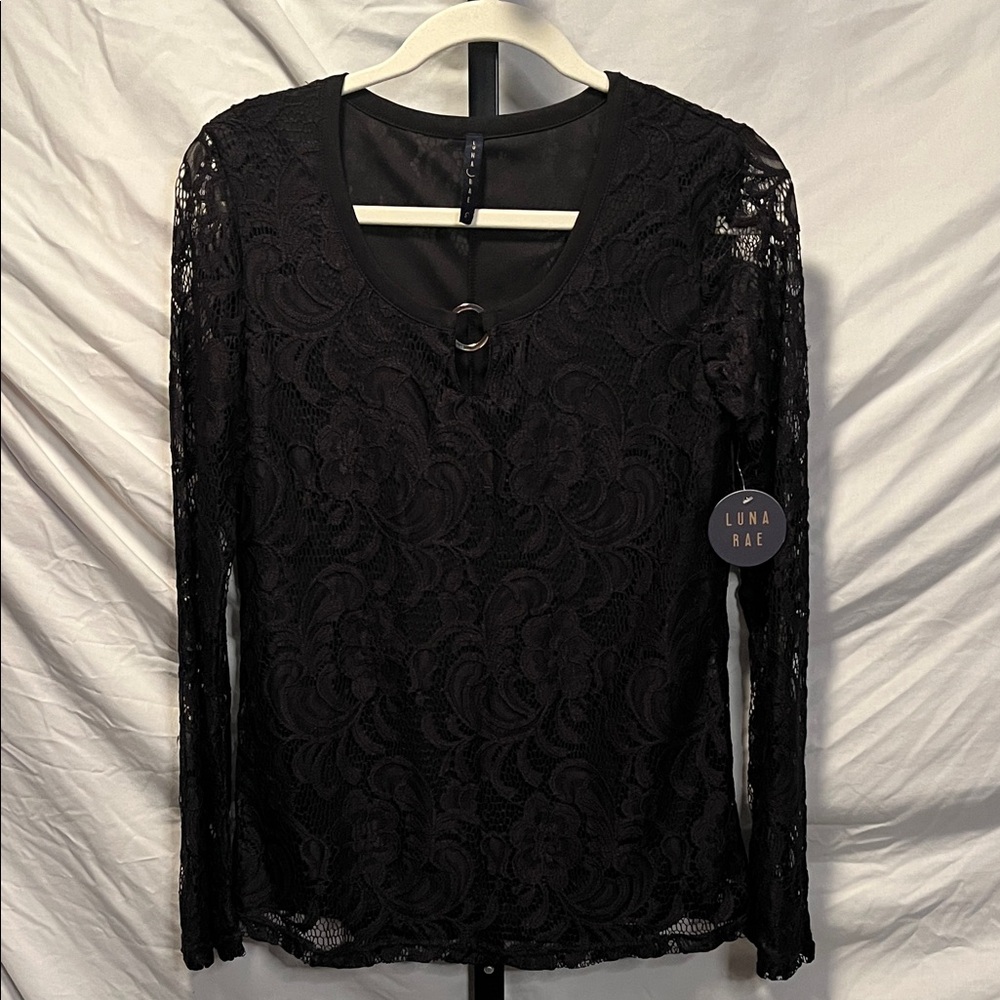NWT Luna Rae Black Lace Blouse  (NWT1)